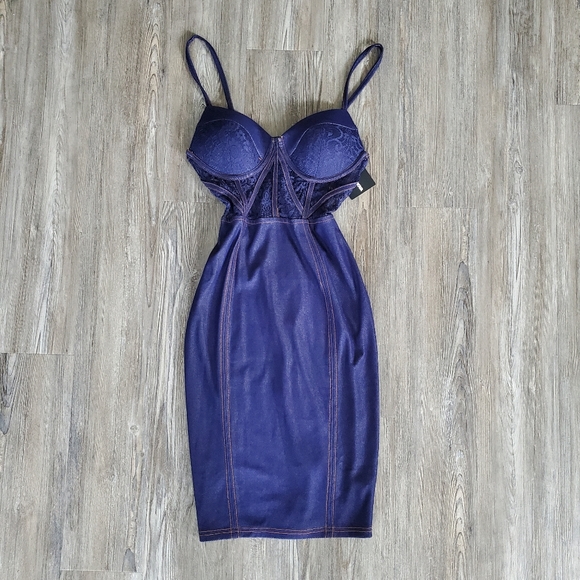 Fashion Nova | Dresses | Nwt Denim Style Sexy Midi Dress | Poshmark